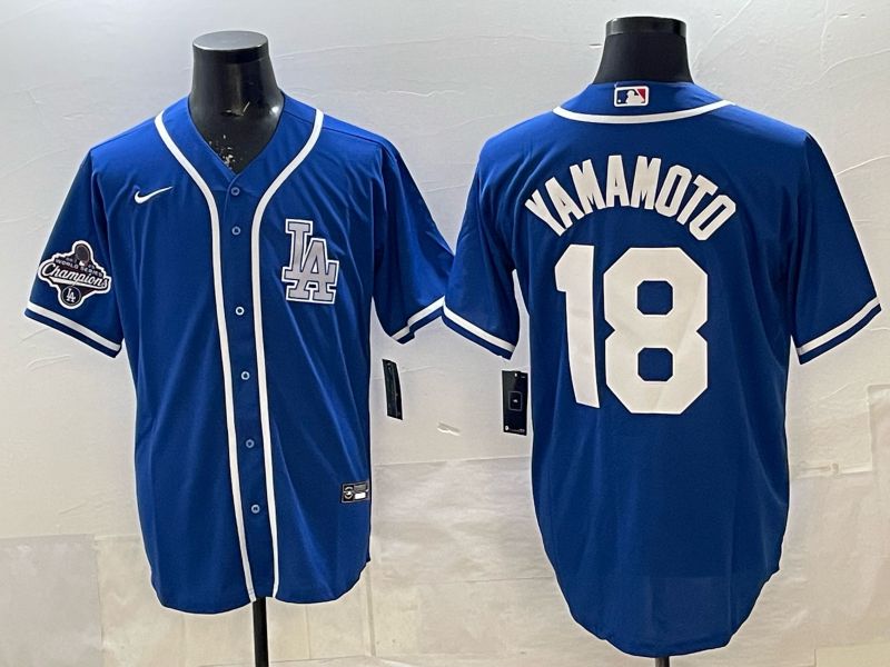 Men 2026 Nike Los Angeles Dodgers #18 Yamamoto Blue Game MLB Jersey 01->los angeles dodgers->MLB Jersey